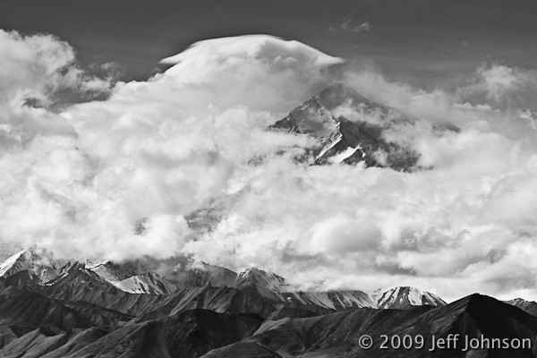 Denali obscured by clouds.  Only the North Peak is visible.